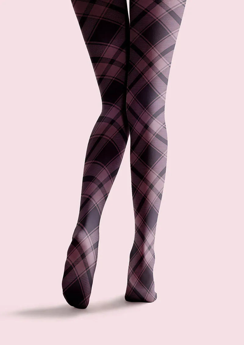 Lavender Plaid Tights Hosiery Pantyhose