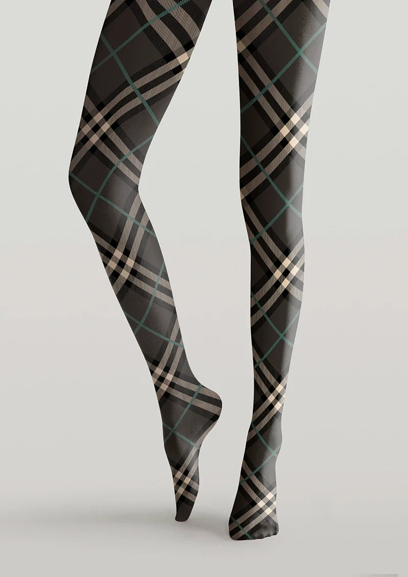 Grayish black Check Tights Hosiery Pantyhose
