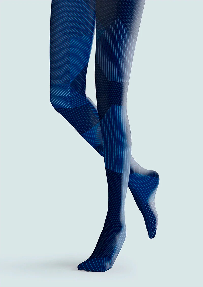 Blue Striped Rectangle Tights Hosiery Pantyhose