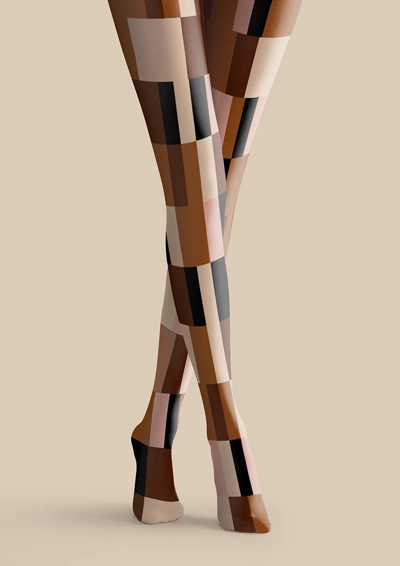 Brown Geometry Set Tights Hosiery Pantyhose