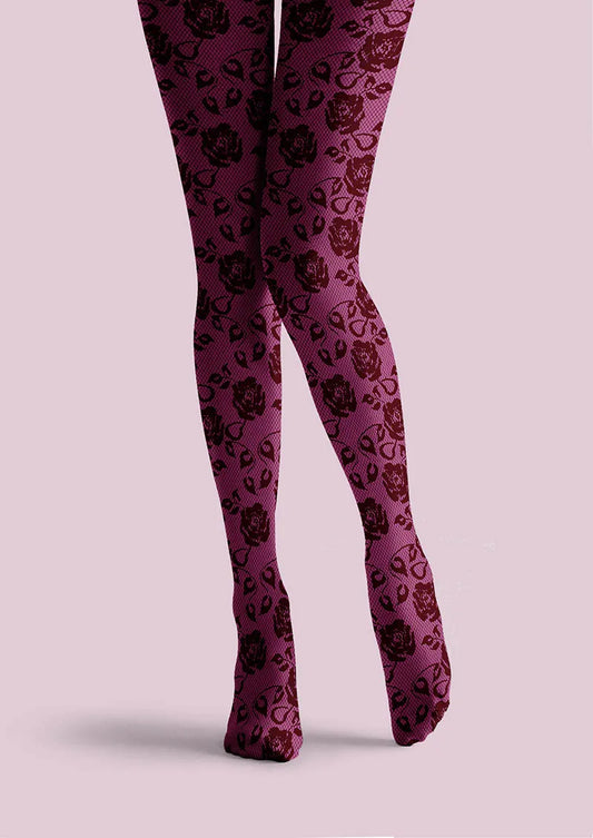 Lace Print Rose Bloom Tights Hosiery Pantyhose