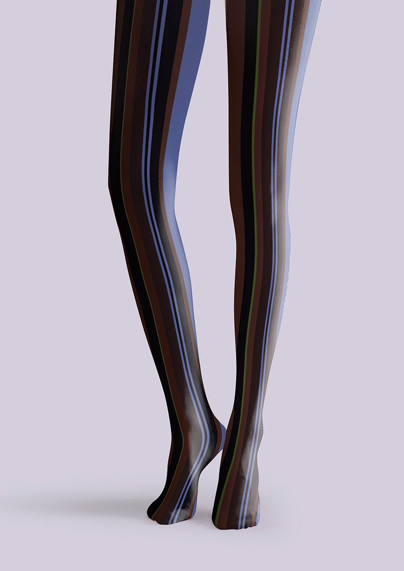 Dark Purple Vintage Stripes Tights Hosiery Pantyhose