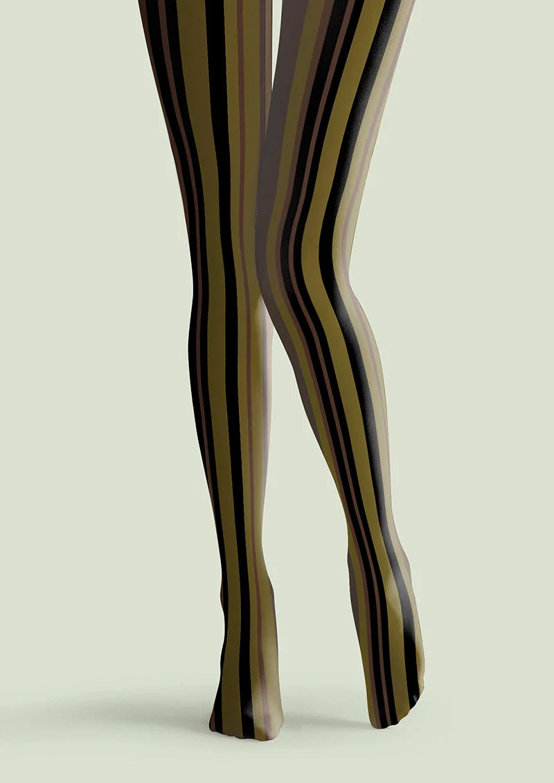 Olive green stripes Tights Hosiery Pantyhose