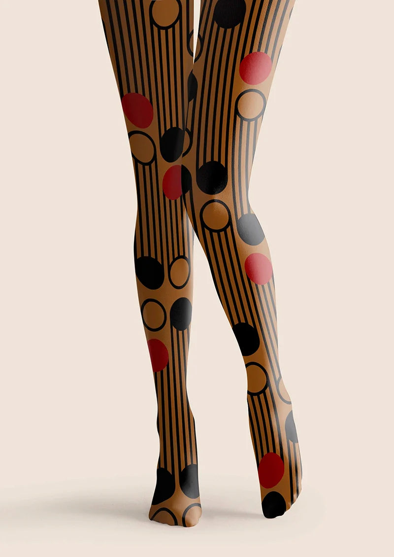 Rhythm Wave Maillard Print Tights Hosiery Pantyhose