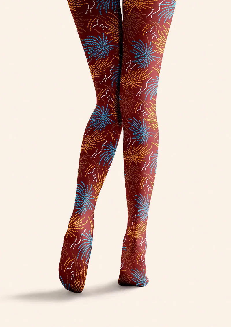 Geometric Art Neon Fireworks Tights Hosiery Pantyhose