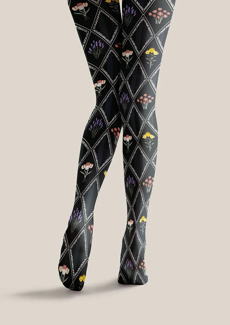 Floral pattern Shadow Garden Tights Hosiery Pantyhose