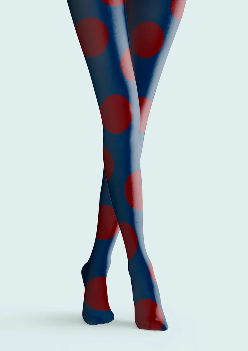 Navy blue-deep red Morandi  polka dots Memory Tights Hosiery Pantyhose