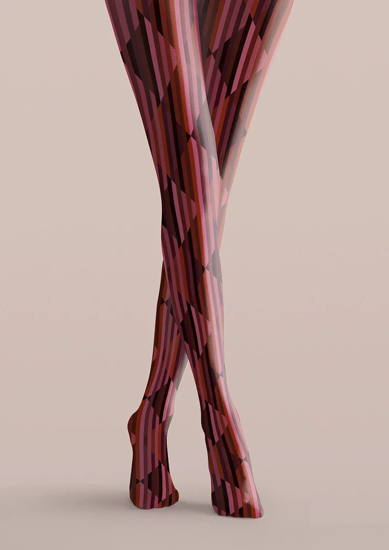 Burgundy check Tights Hosiery Pantyhose