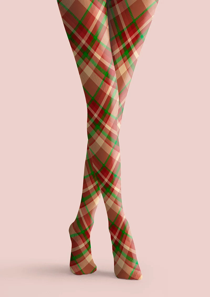 Christmas red-green stripes Checked Tights Hosiery Pantyhose