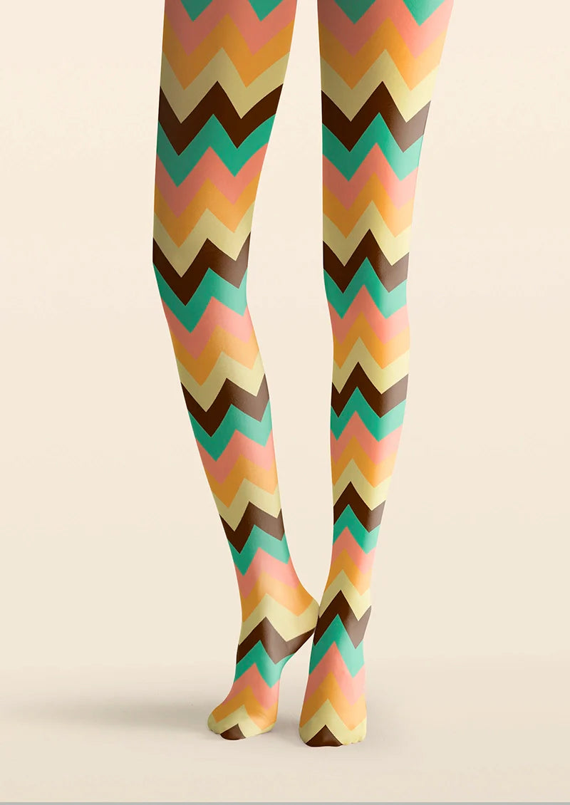 Colorful Jagged Stripes Tights Hosiery Pantyhose