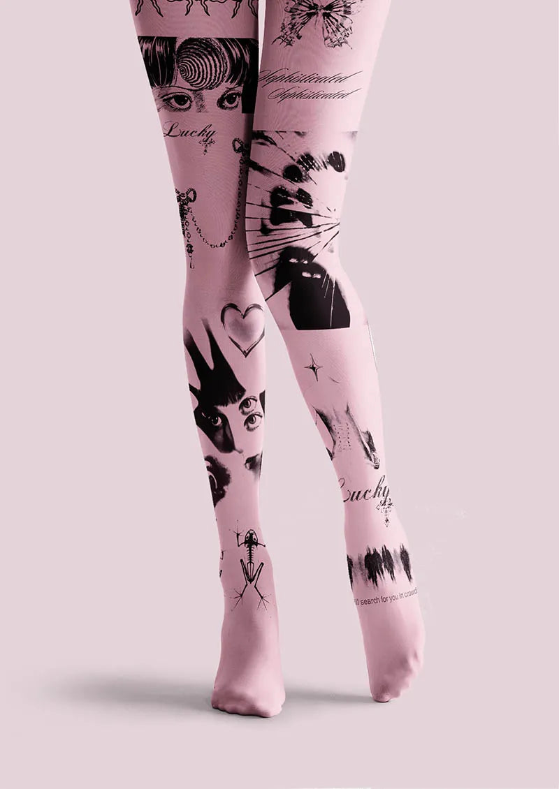 Pink Signal Girl Y2K Style Tights Hosiery Pantyhose