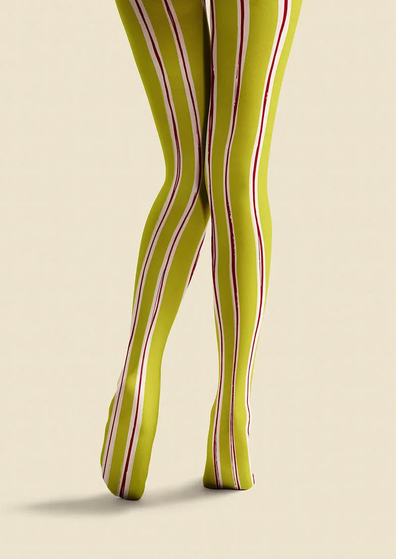 Lime Stripes Tights Hosiery Pantyhose