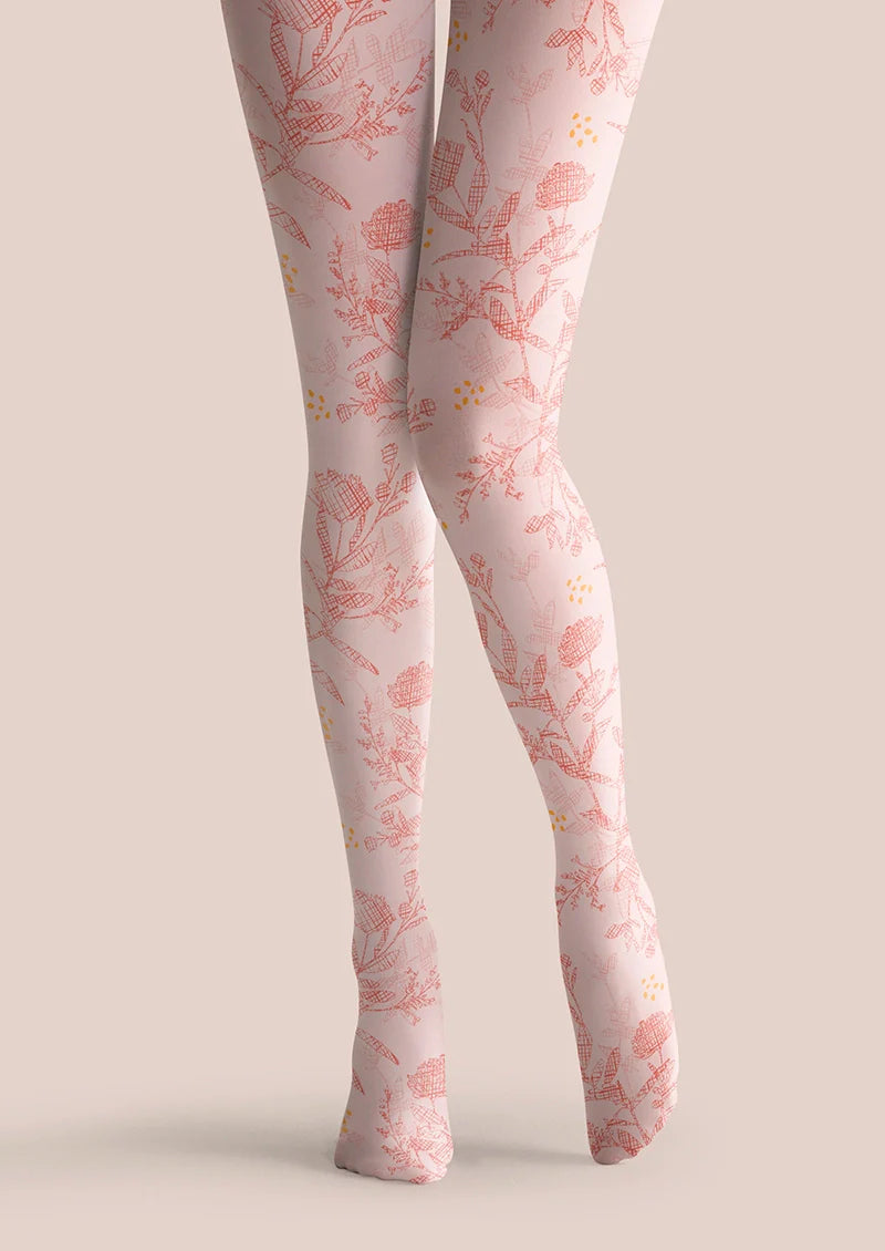 Pink Flowers Tights Hosiery Pantyhose