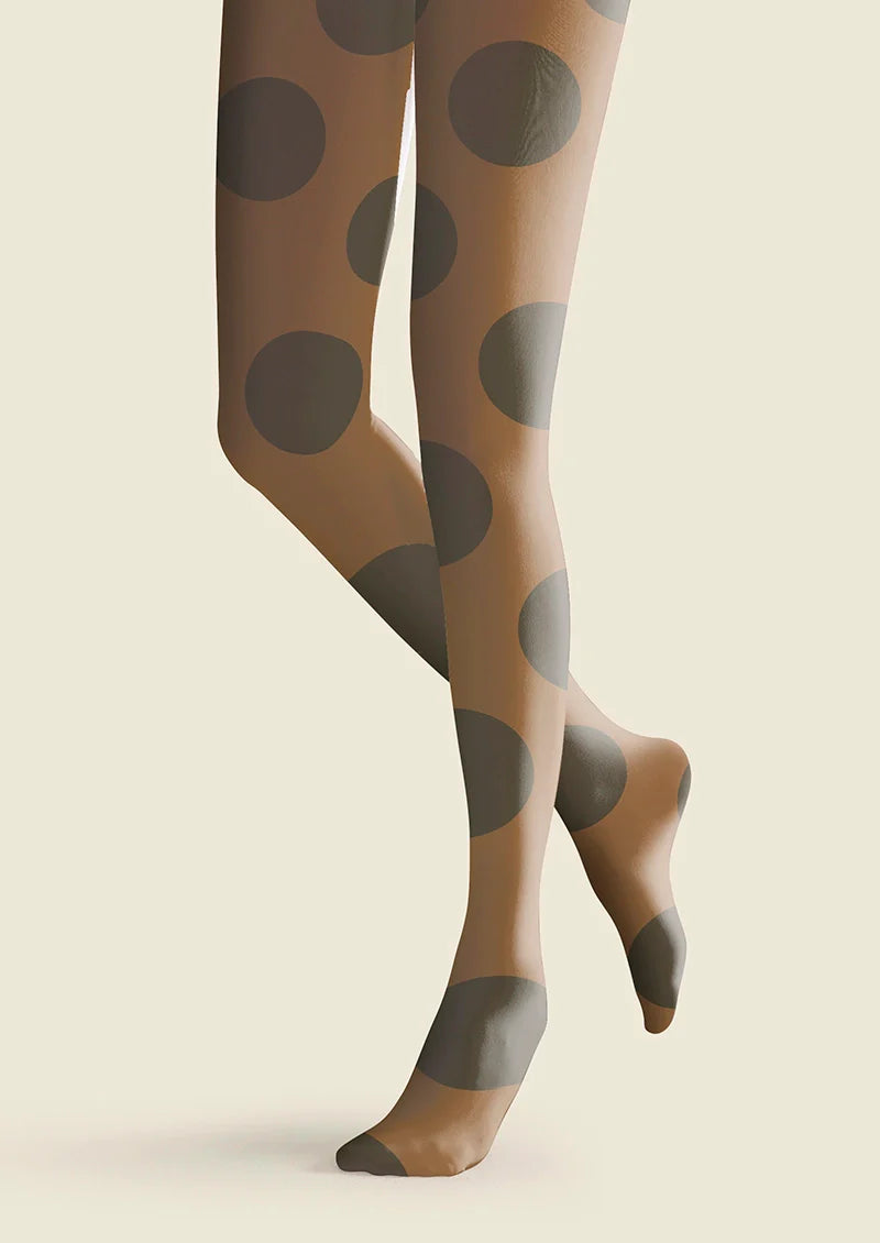 Brown-Olive green Morandi  polka dots Memory Tights Hosiery Pantyhose