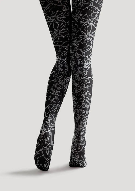 Floral pattern Line Echo Tights Hosiery Pantyhose