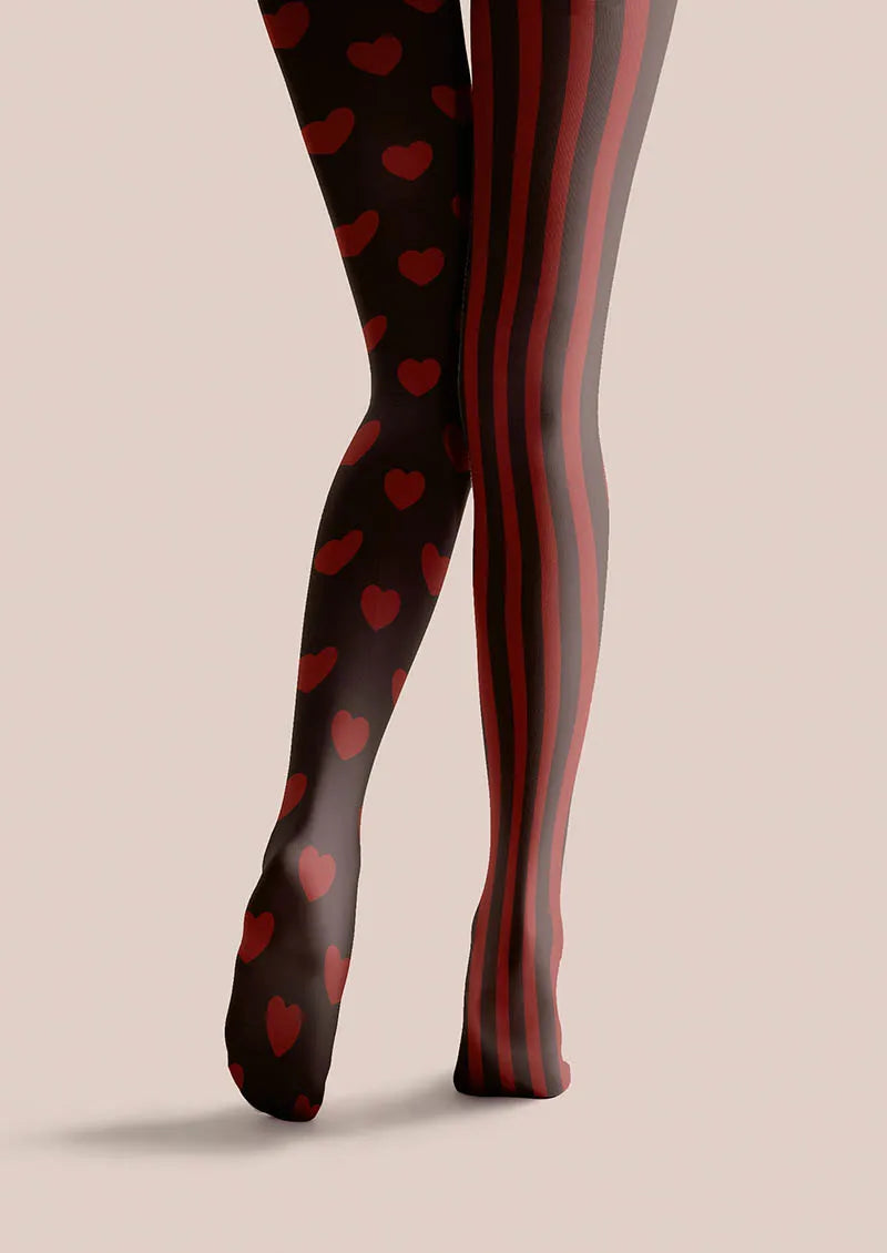 Valentine's Day Heartbeat Stripe Tights Hosiery Pantyhose
