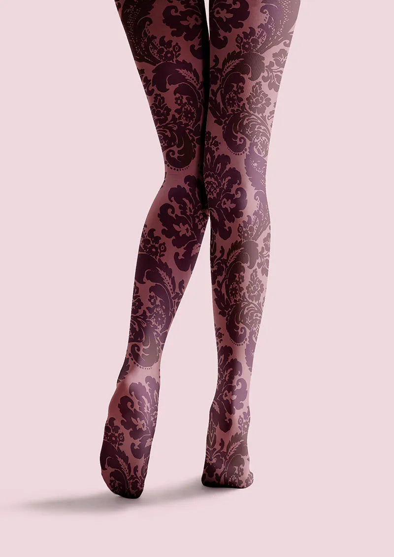 Baroque Bloom Plum Velvet Tights Hosiery Pantyhose
