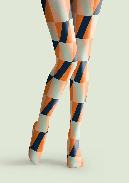 Orange-Green Prism Tights Hosiery Pantyhose