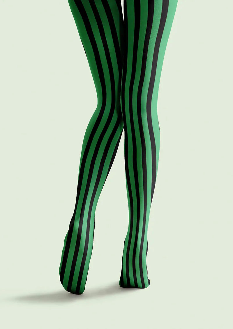 Green Shadow Stripe Tights Hosiery Pantyhose