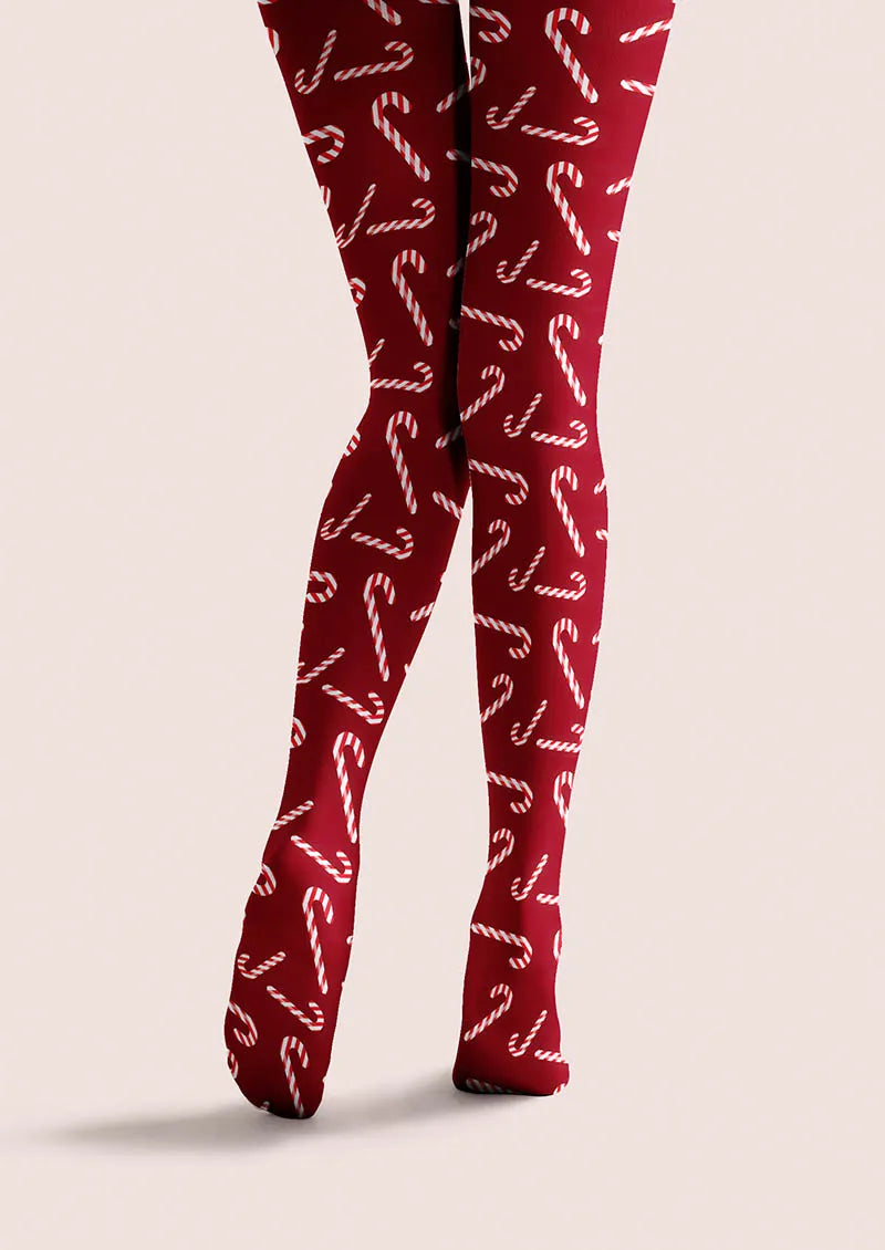 Christmas Fun Art Red Noel Tights Hosiery Pantyhose