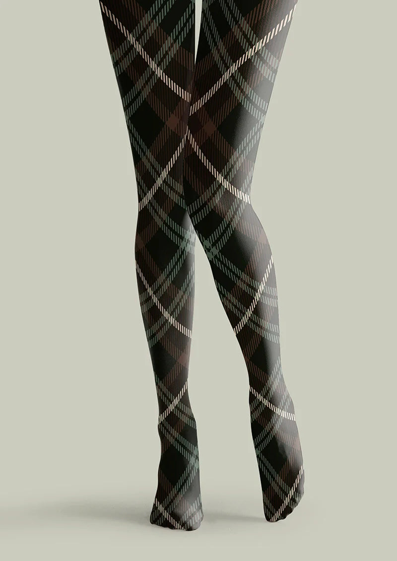 Black-gray Check Tights Hosiery Pantyhose