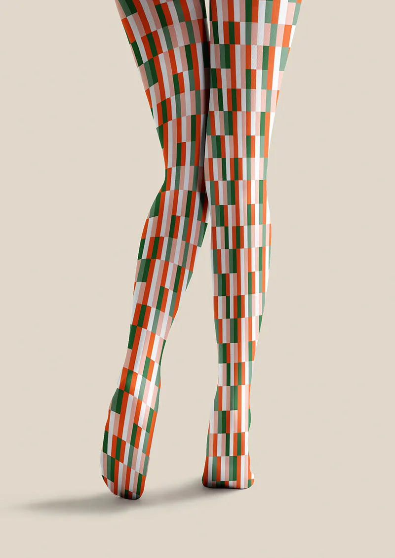 Christmas Fun Art Neon Stripes Tights Hosiery Pantyhose
