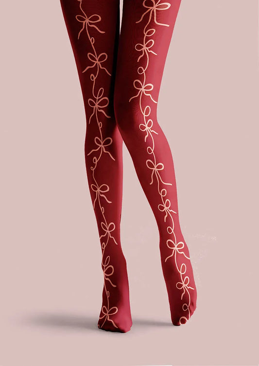 Christmas Fun Art Ribbon Wish Tights Hosiery Pantyhose