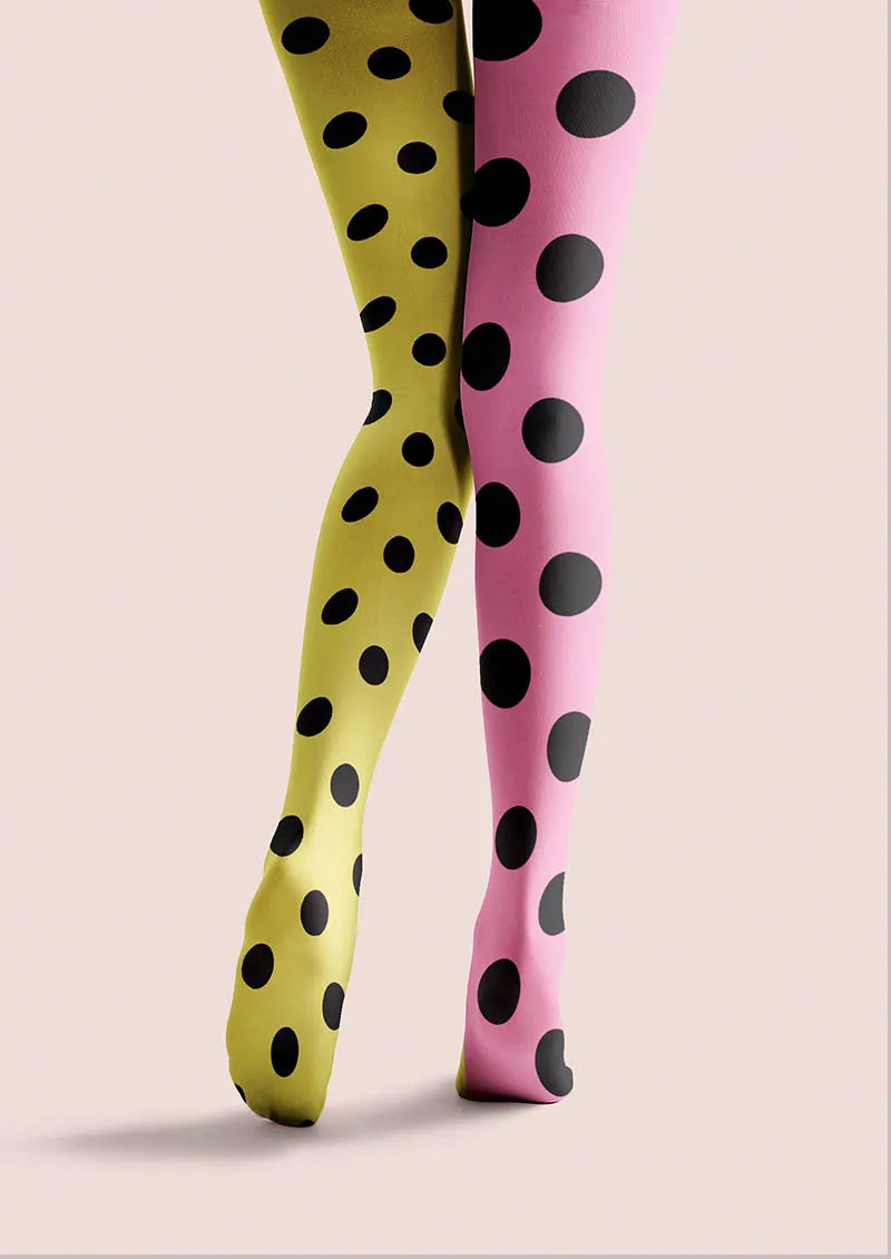 Pink-Yellow Dots Tights Hosiery Pantyhose
