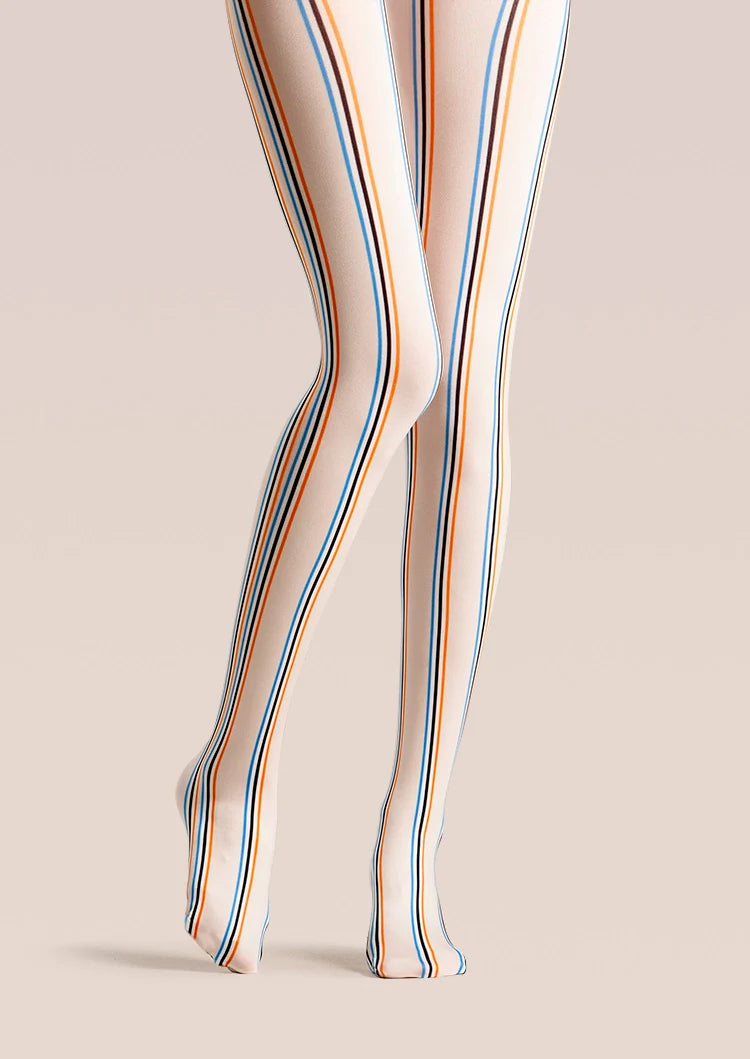 Beige Striped College Tights Hosiery Pantyhose