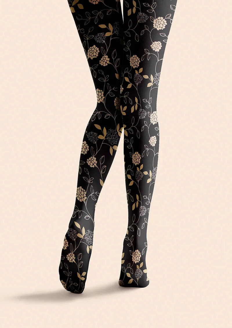 Noir Blossom Tights Hosiery Pantyhose