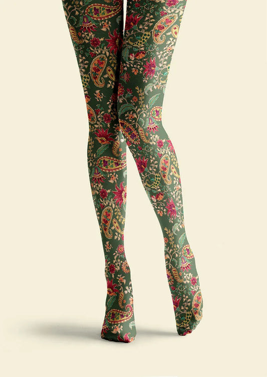 Mint Vintage Paisley Tights Hosiery Pantyhose
