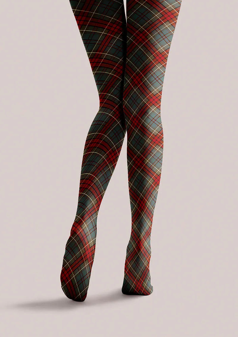 Christmas  Holiday Plaid Story Tights Hosiery Pantyhose