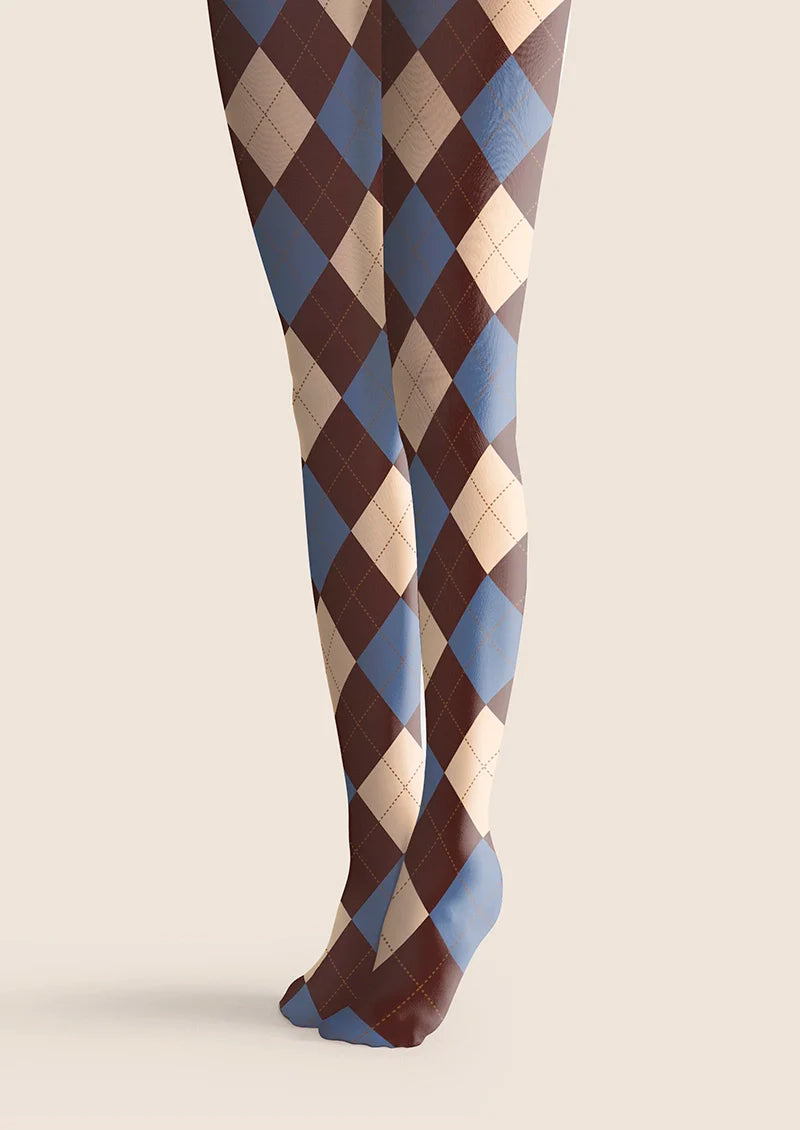 Colored Check College Tights Hosiery Pantyhose