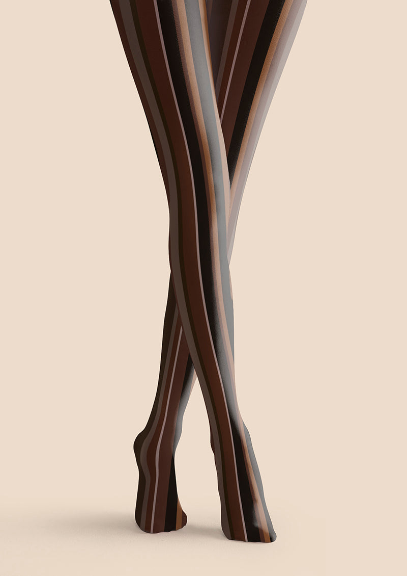 Dark Brown Vintage Stripes Tights Hosiery Pantyhose