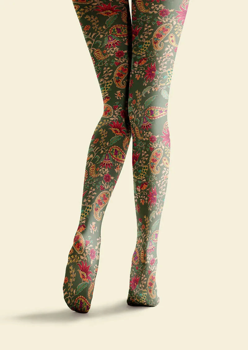 Mint Vintage Paisley Tights Hosiery Pantyhose