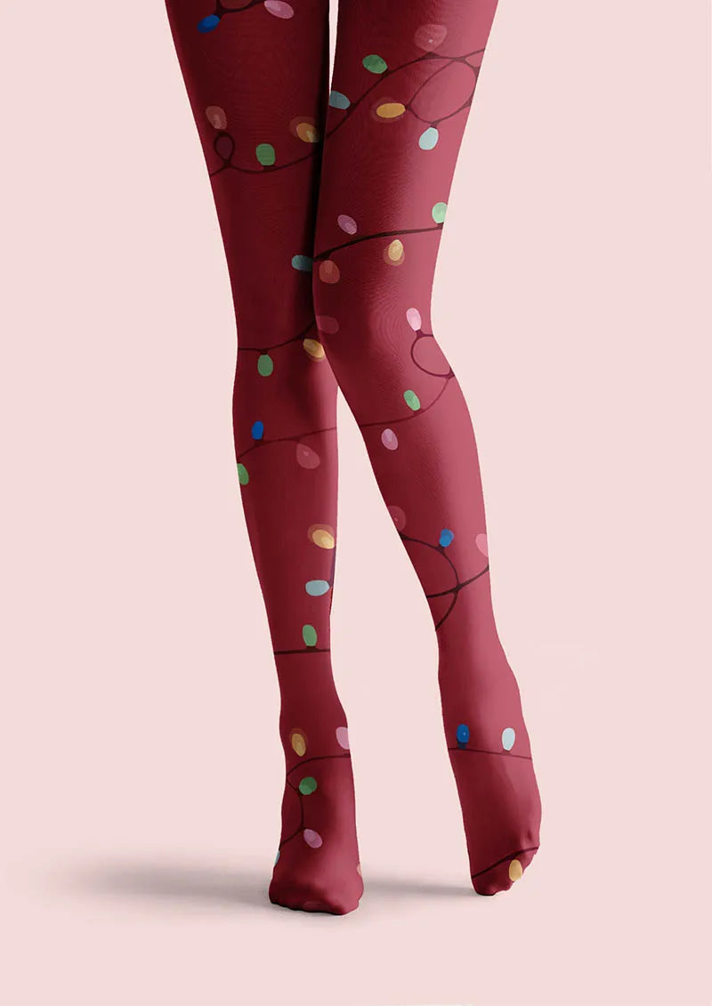 Christmas Fun Art Crimson Gift Tights Hosiery Pantyhose