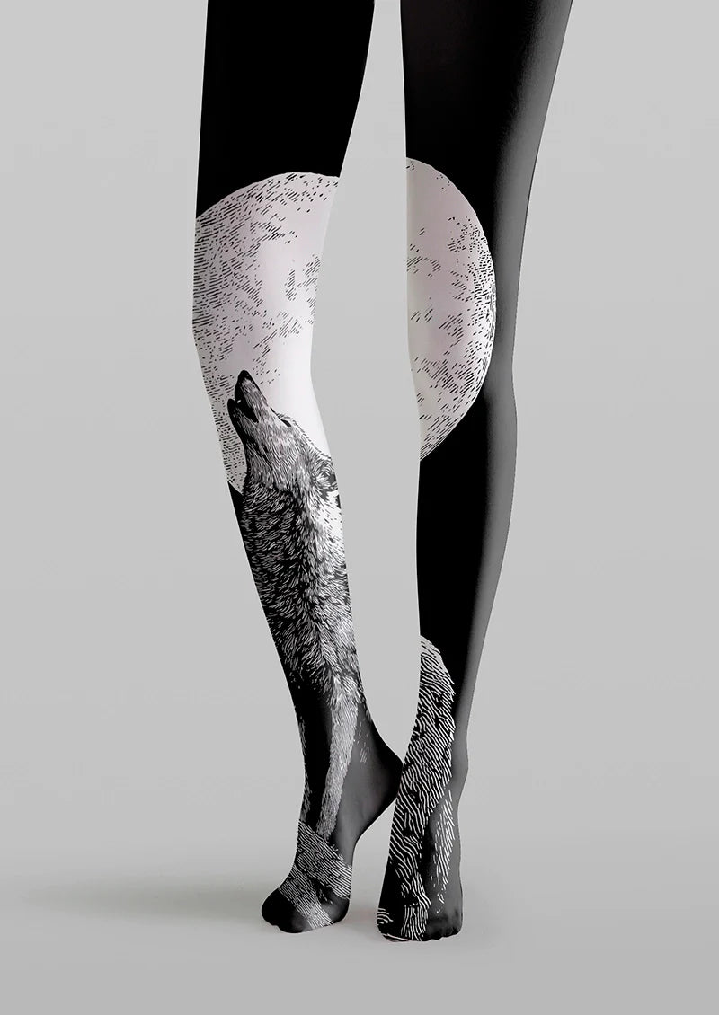 Wolf Line engraving Tights Hosiery Pantyhose