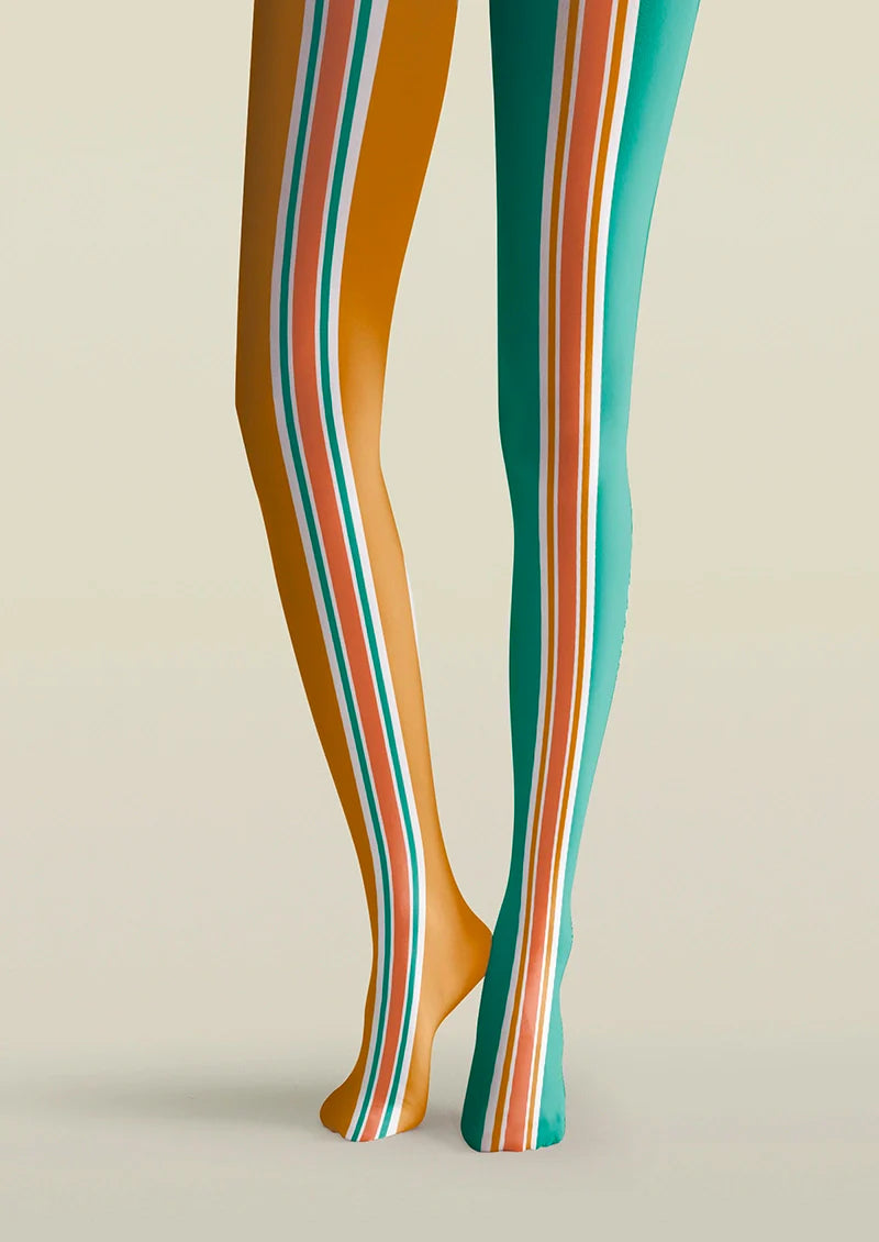 Orange-green stripes Tights Hosiery Pantyhose