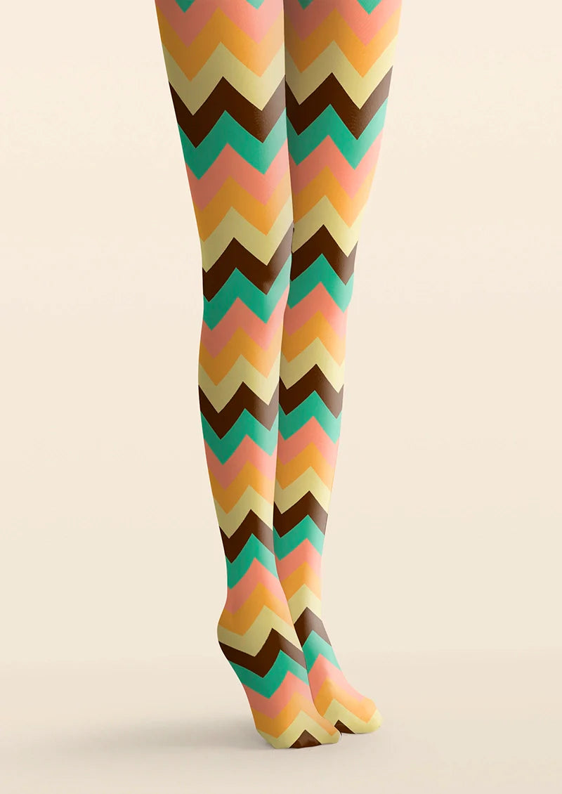 Colorful Jagged Stripes Tights Hosiery Pantyhose