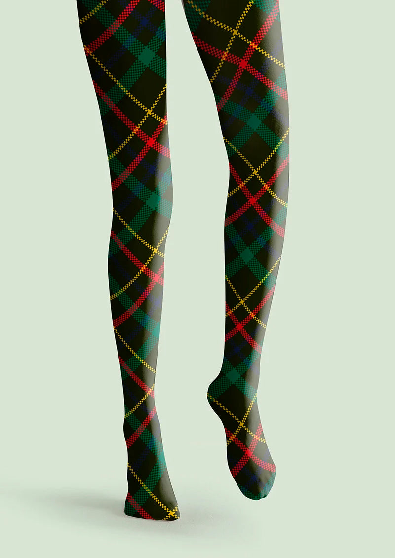 Christmas Dark green stripes Checked Tights Hosiery Pantyhose