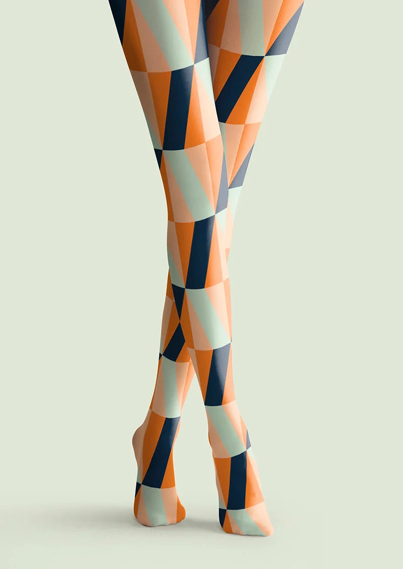 Orange-Green Prism Tights Hosiery Pantyhose