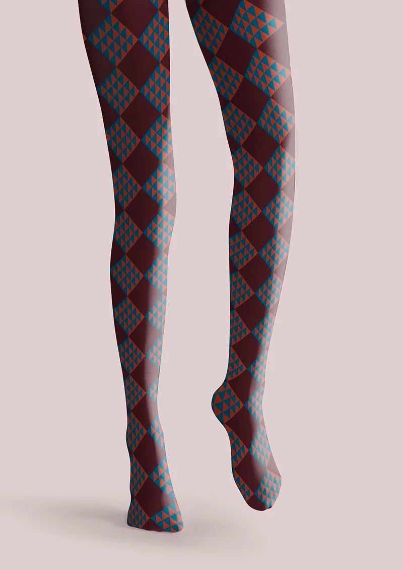 Burgundy red checkered Tights Hosiery Pantyhose