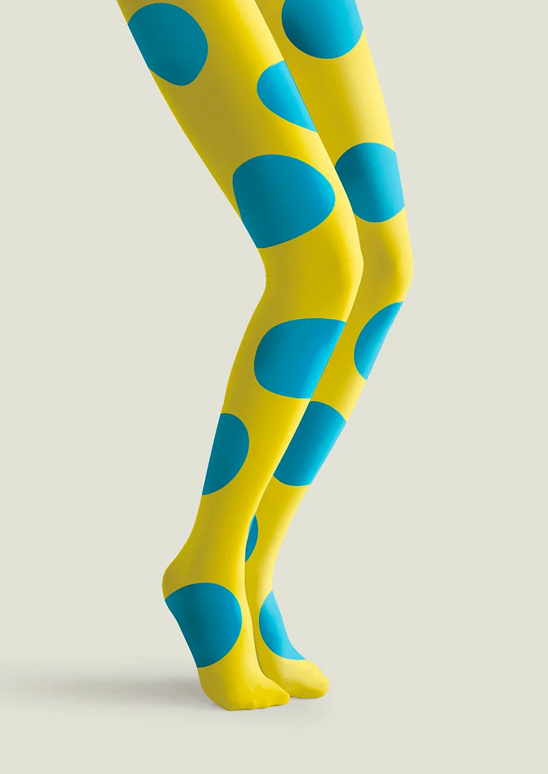 Yellow Blue Polka Dots Tights Tights Hosiery Pantyhose