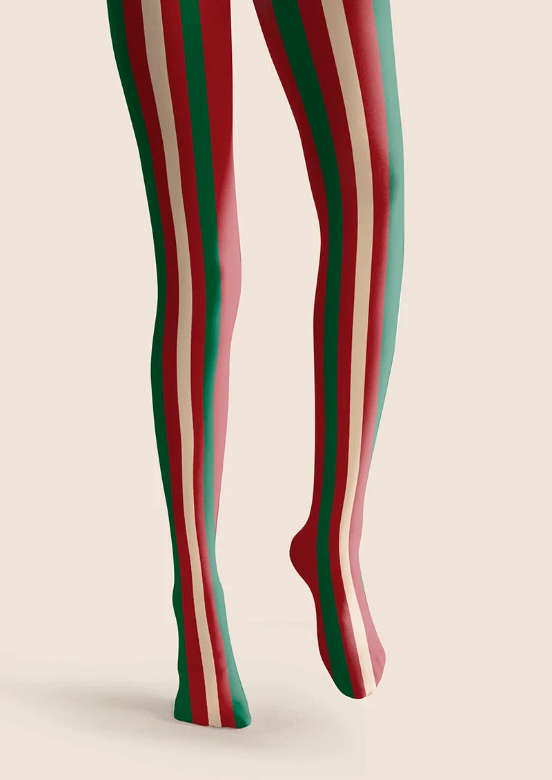 Christmas red-green stripes Tights Hosiery Pantyhose