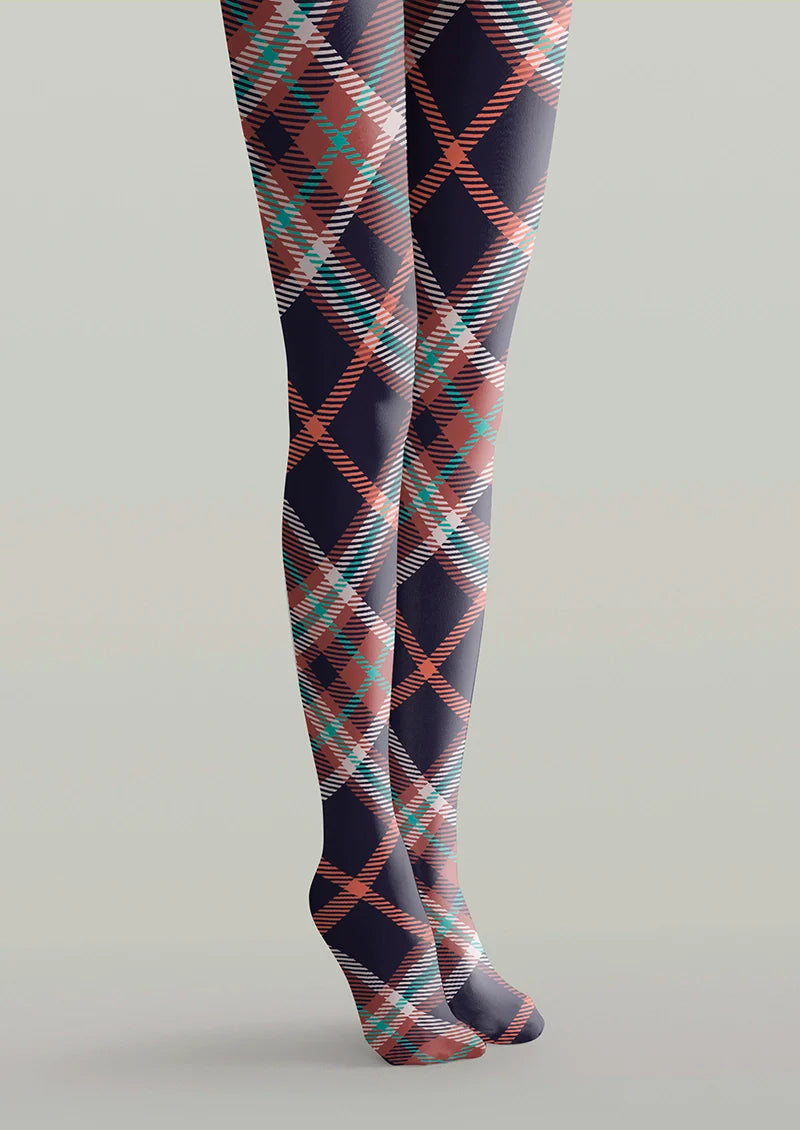 Deep Blue-red Striped Check Tights Hosiery Pantyhose