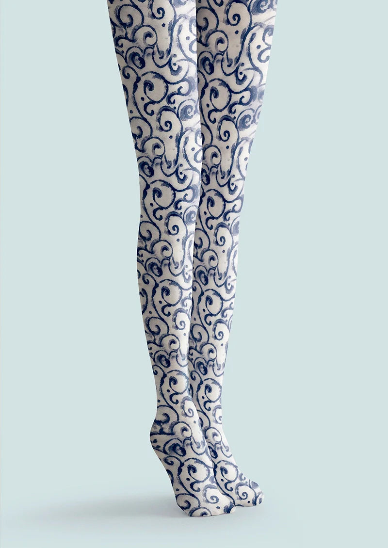 Cyan flower Tights Hosiery Pantyhose