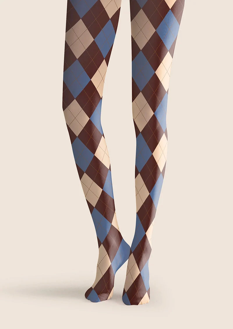 Colored Check College Tights Hosiery Pantyhose