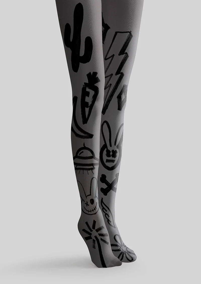 Graffiti Rabbit Tights Hosiery Pantyhose