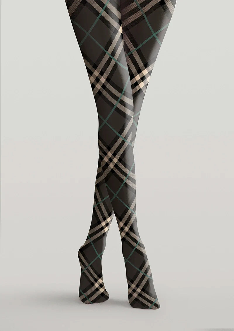 Grayish black Check Tights Hosiery Pantyhose