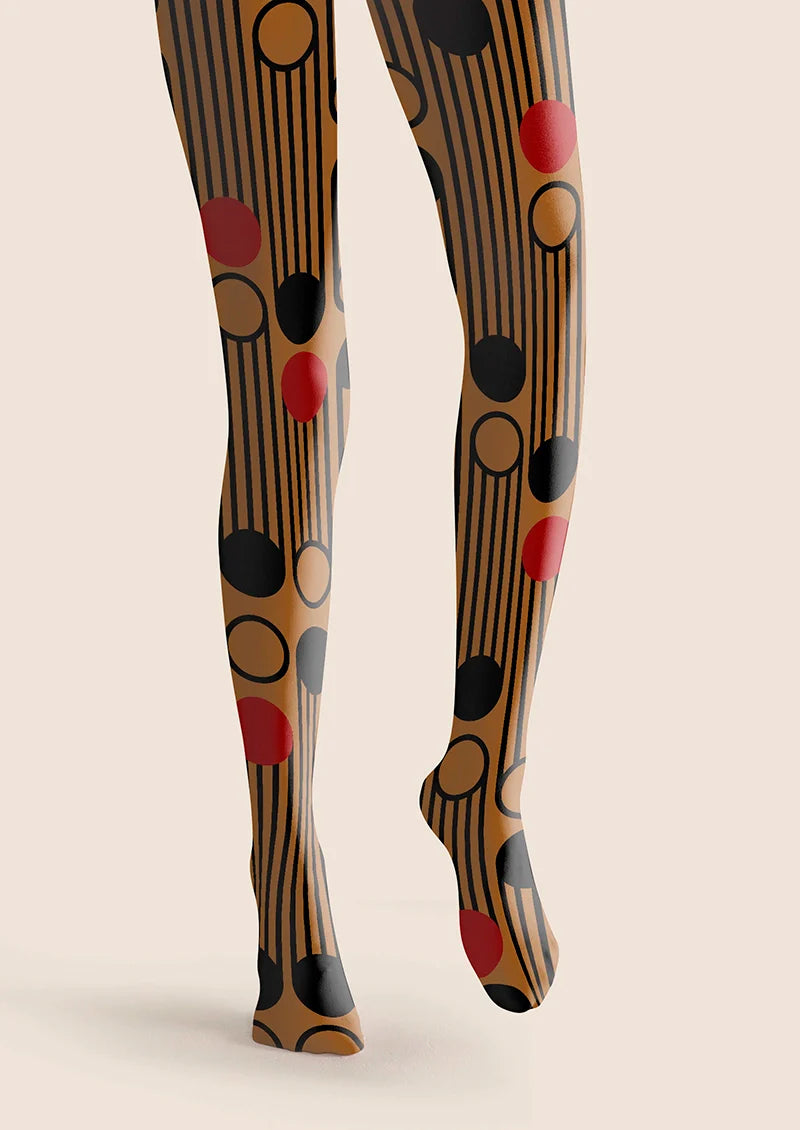Rhythm Wave Maillard Print Tights Hosiery Pantyhose